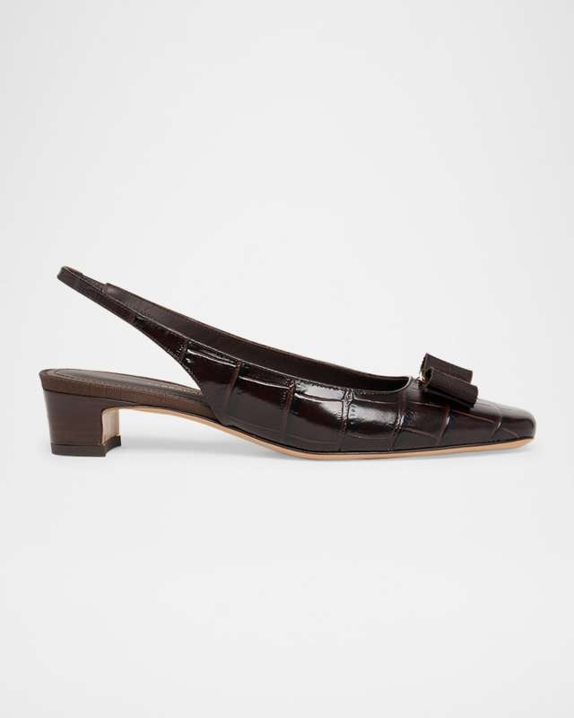 Rivada Embossed Bow Slingback Pumps